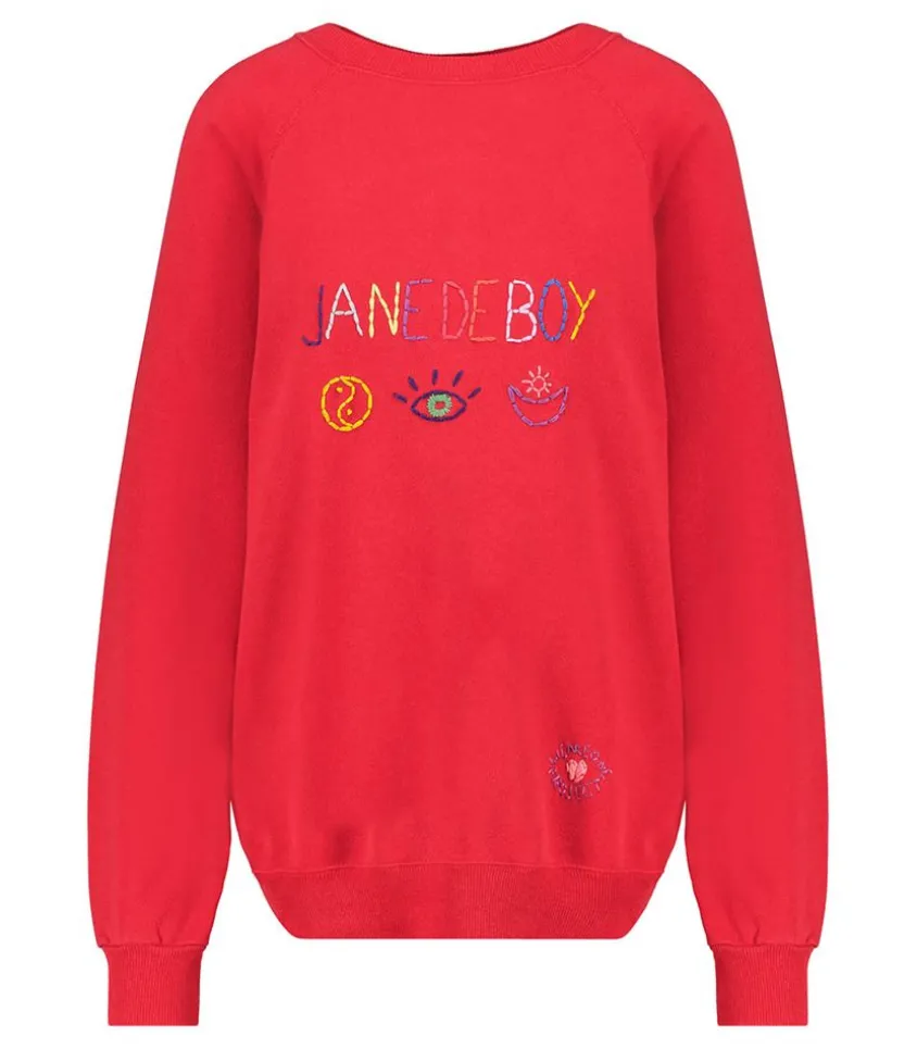 Sweat-Shirt Vintage Brode Jane De Boy Rouge