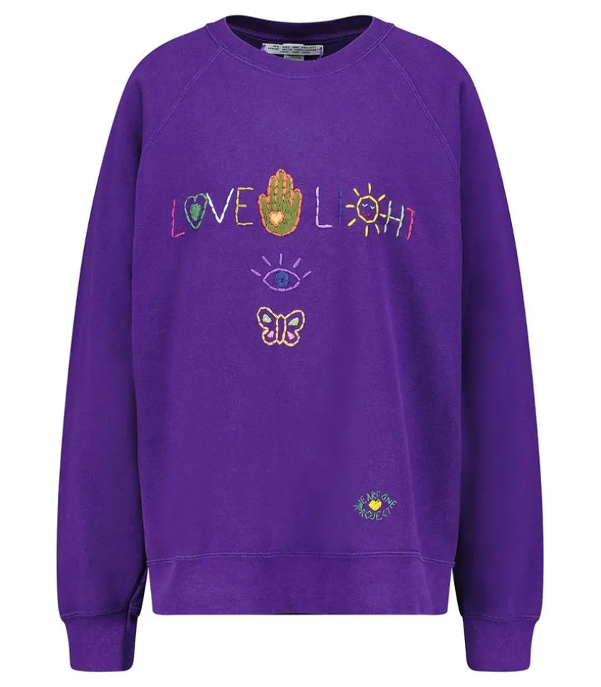Sweat-Shirt Vintage Brode Love Light Violet