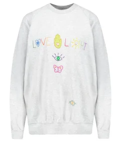 Sweat-Shirt Vintage Brode Love Light Gris