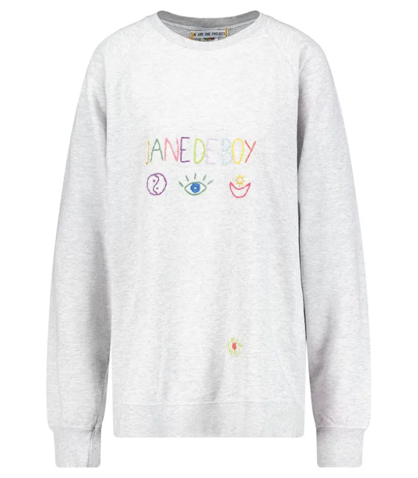 Sweat-Shirt Vintage Brode Jane De Boy Gris