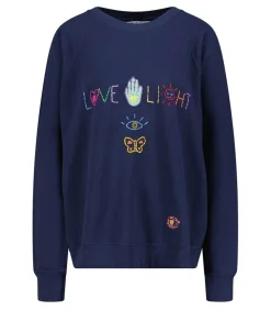 Sweat-Shirt Vintage Brode Love And Light Bleu Nuit