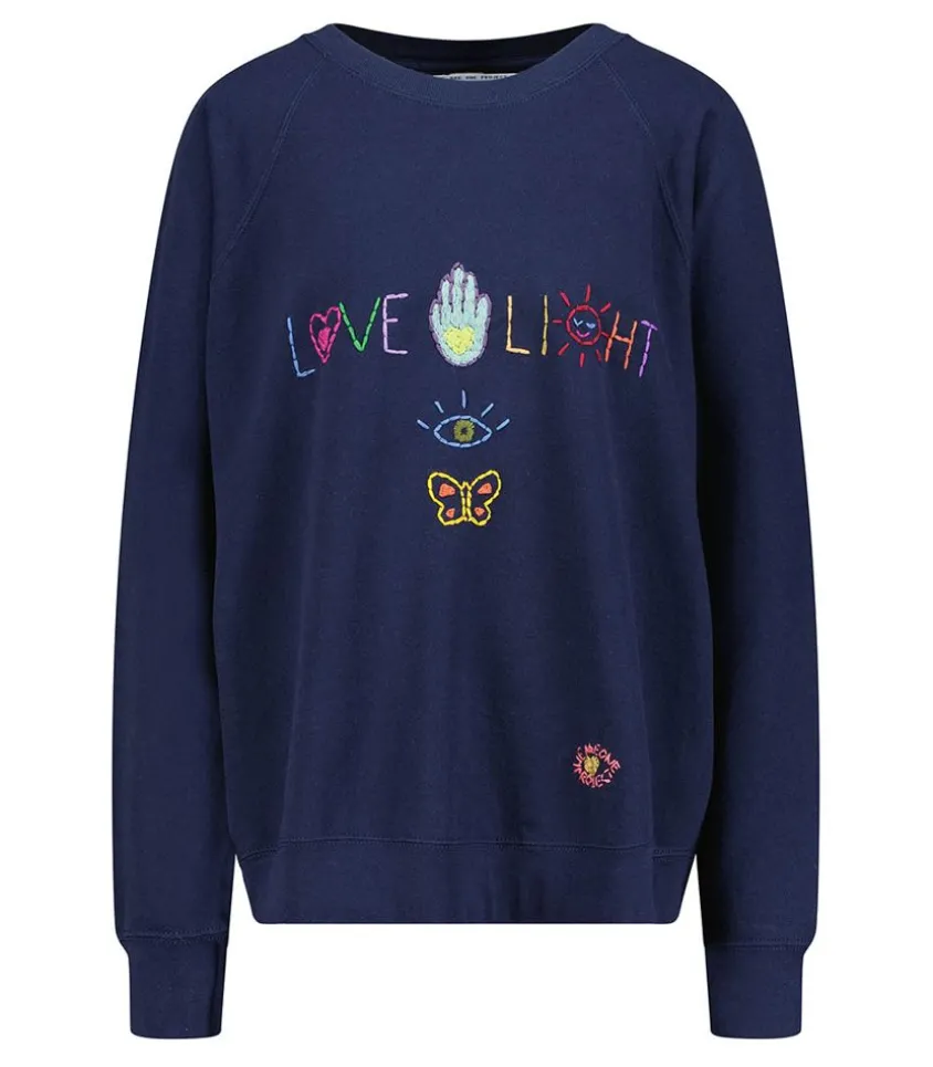 Sweat-Shirt Vintage Brode Love And Light Bleu Nuit