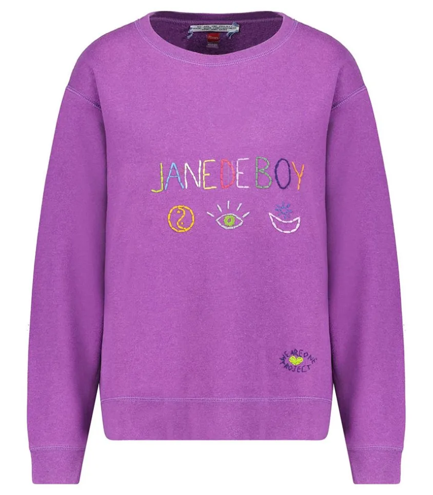 Sweat-Shirt Vintage Brode Jane De Boy Violet Clair