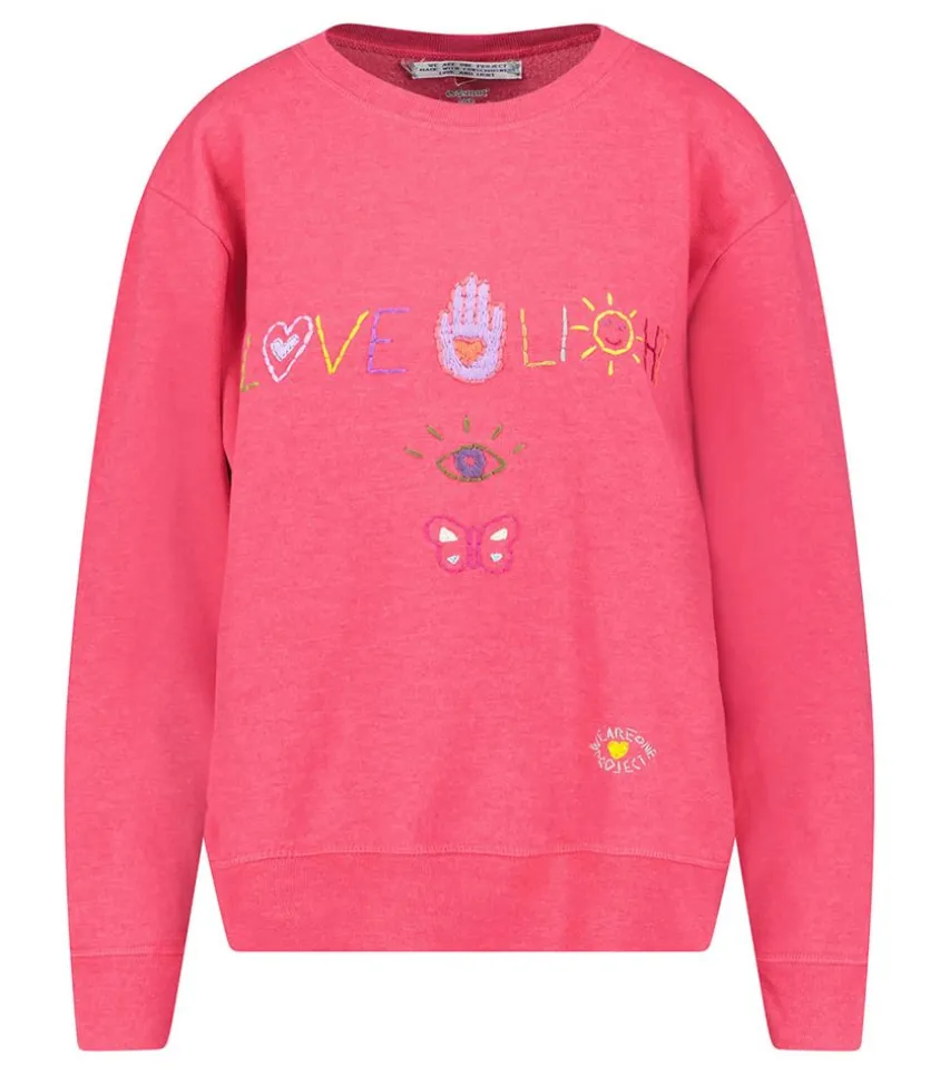 Sweat-Shirt Vintage Brode Love Light Rose