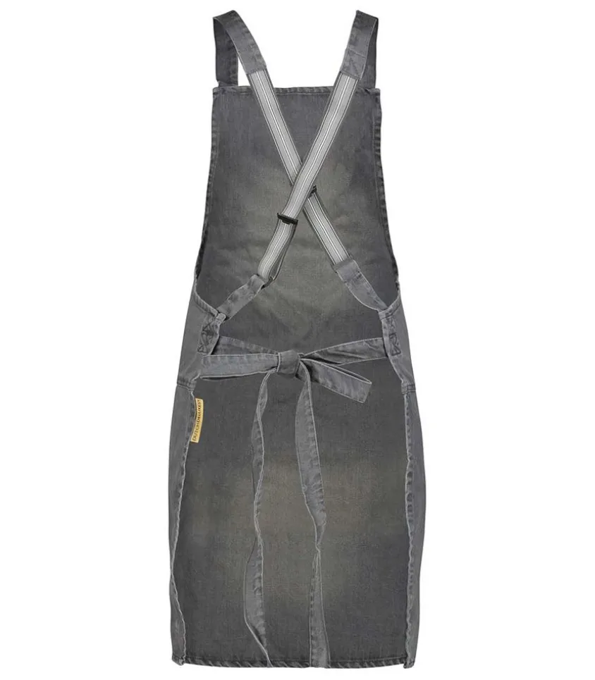 Tablier A Bretelles Coton Denim Gris