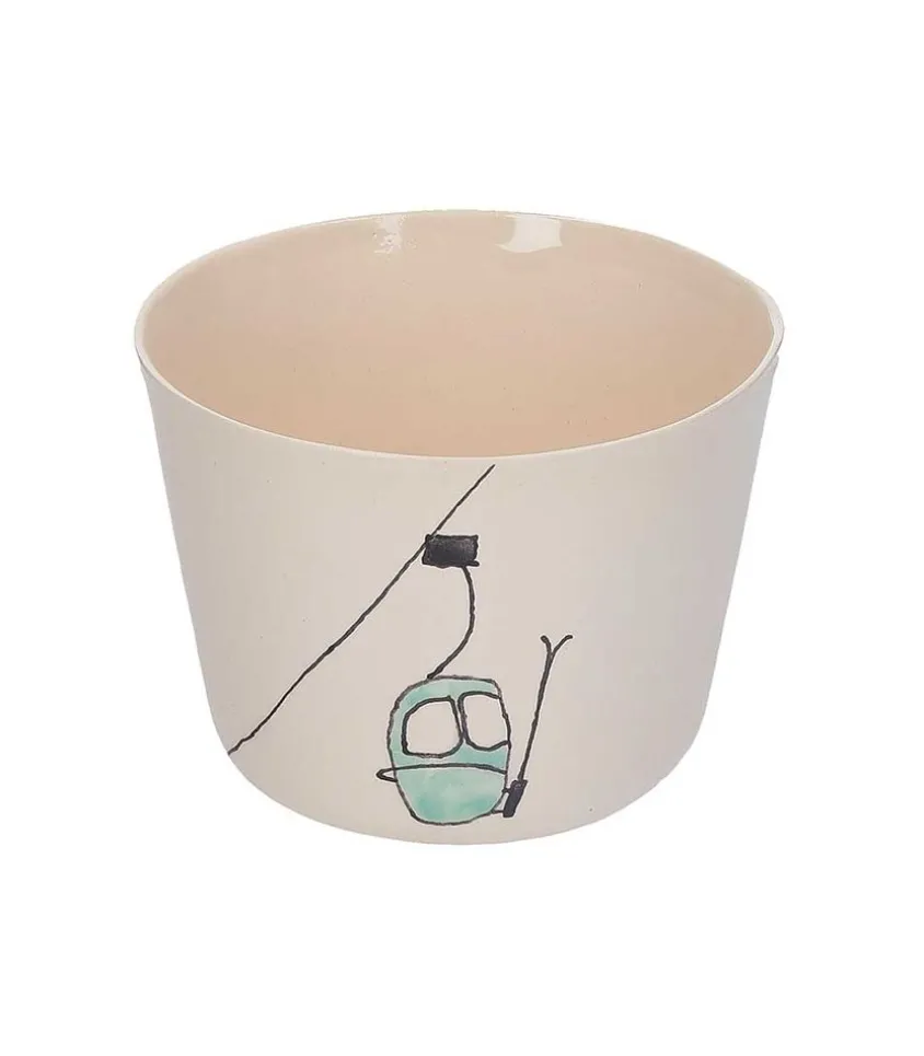 Tasse A The En Ceramique "Telecabine Verte"