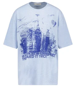 Tee-Shirt A Rayures Ny Big T Bleu Et Blanc