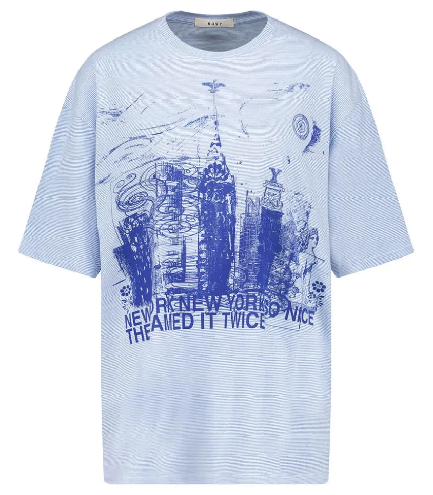 Tee-Shirt A Rayures Ny Big T Bleu Et Blanc