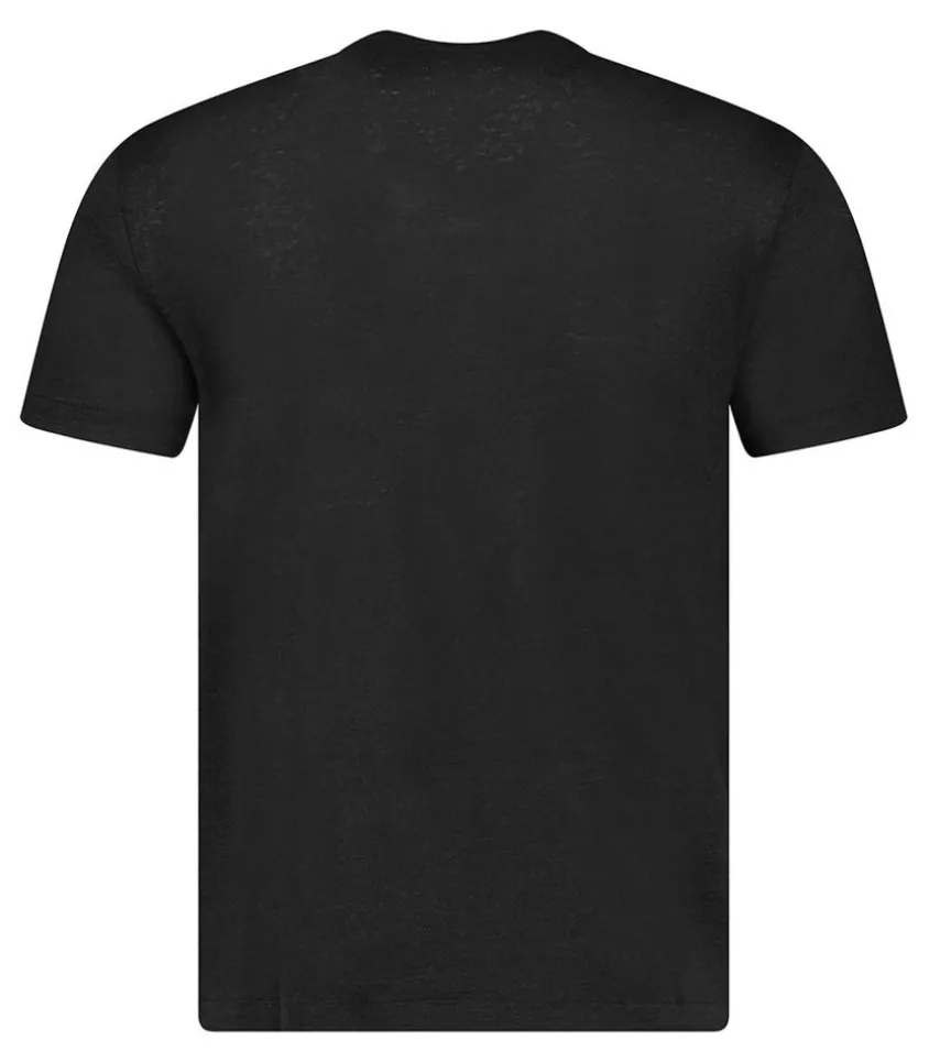 Tee-Shirt Homme Col V Manches Courtes Lin Noir