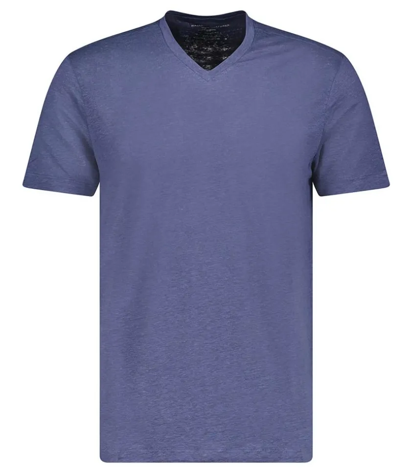 Tee-Shirt Homme Col V Manches Courtes Lin Venice Blue