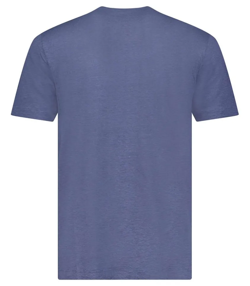 Tee-Shirt Homme Col V Manches Courtes Lin Venice Blue