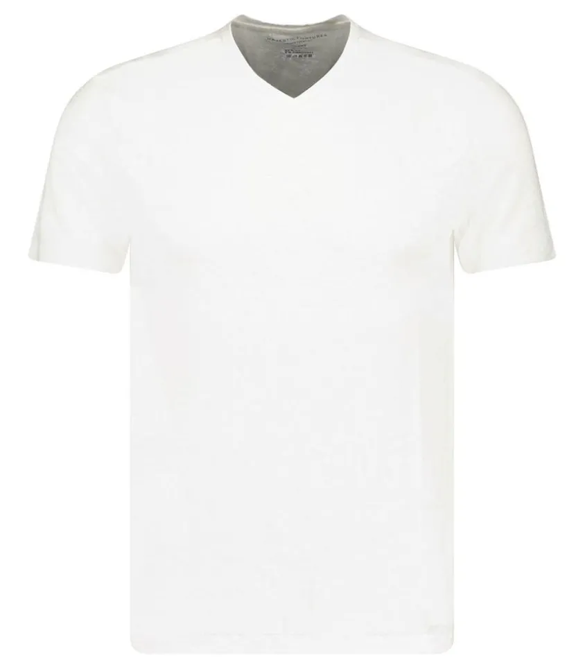 Tee-Shirt Homme Col V Manches Courtes Lin Blanc