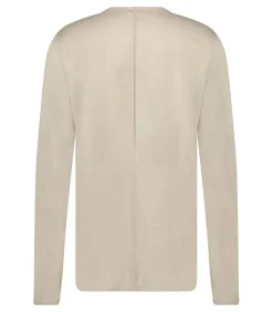 Tee-Shirt Homme Manches Longues Couture Centrale Dos Taupe Grey