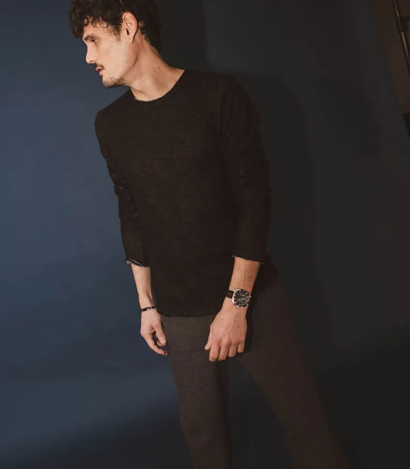 Tee-Shirt Homme Manches Longues Regular Fit Noir