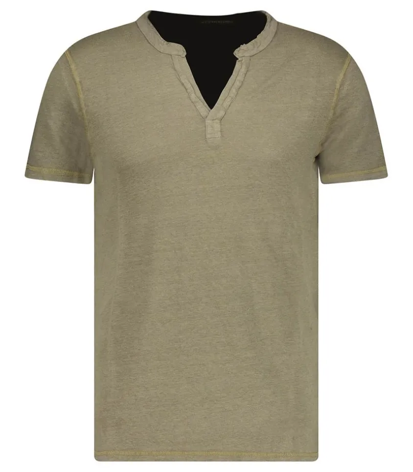 Tee-Shirt Homme Tunisien En Lin Manches Courtes Militaire