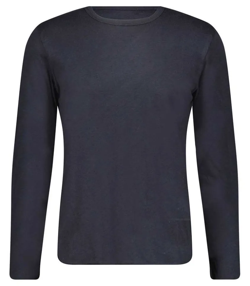 Tee-Shirt Manches Longues En Coton Et Soie Marine