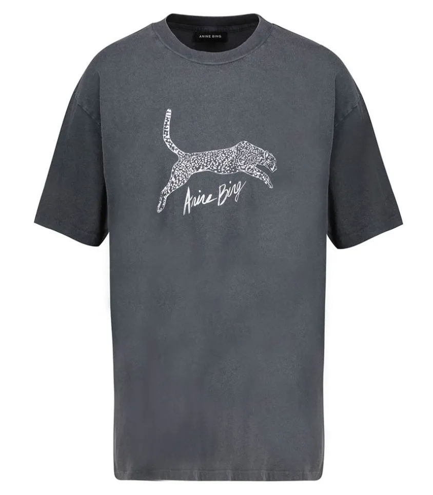 Tee-Shirt Walker Spotted Leopard Washed Black